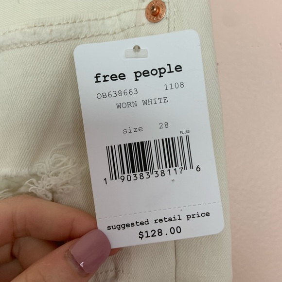 NWT FP White Lacy Stilt Embellished Skinny Jeans - Picture 5 of 6